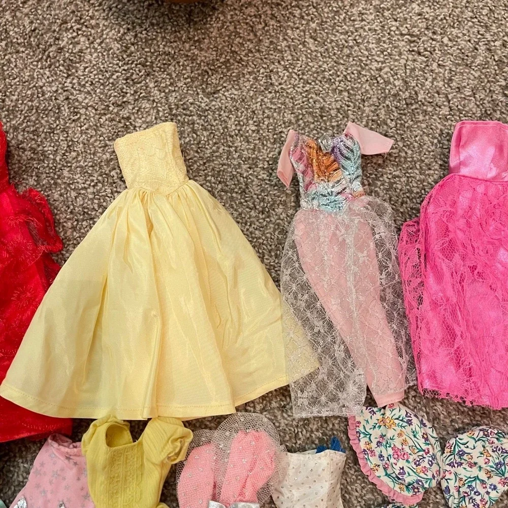 Vtg 50+ Lot Barbie Doll Clothes Gown 80s 90s Dresses Tops Skirt Sets accessories